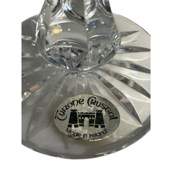 Tyrone Crystal Ireland Candlestick Holders Pair – 5.5” Cut Glass Crosscut Starbu - Picture 2 of 2